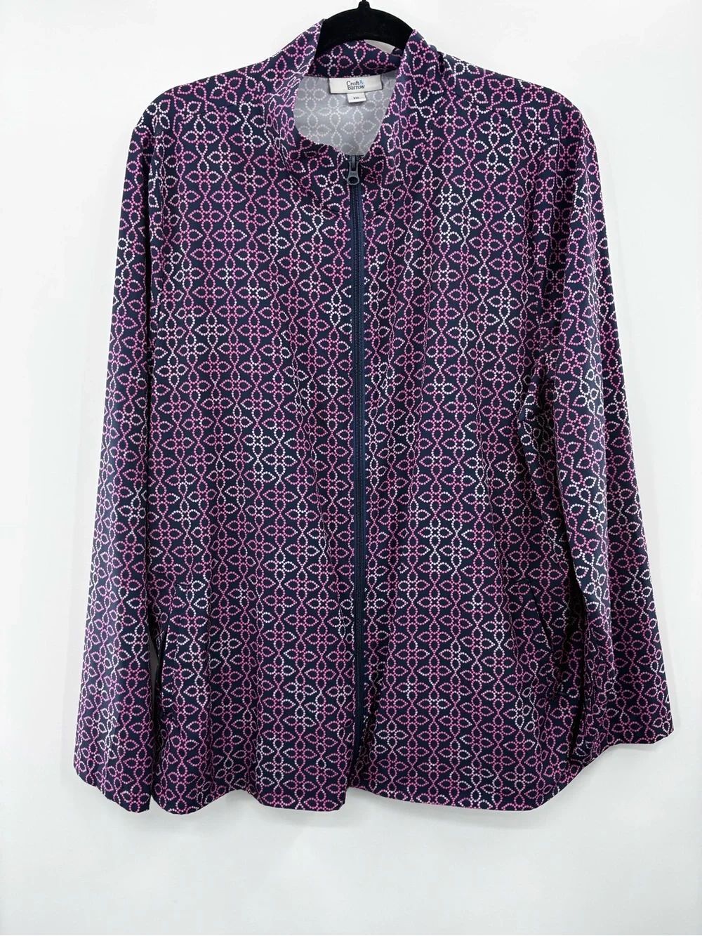 croft & barrow Navy and Pink Patterned Zip up Jacket size: XXL
